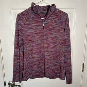 Merrell Select Wick Striped 1/4 Zip Long Sleeve Top Large Performance Purple